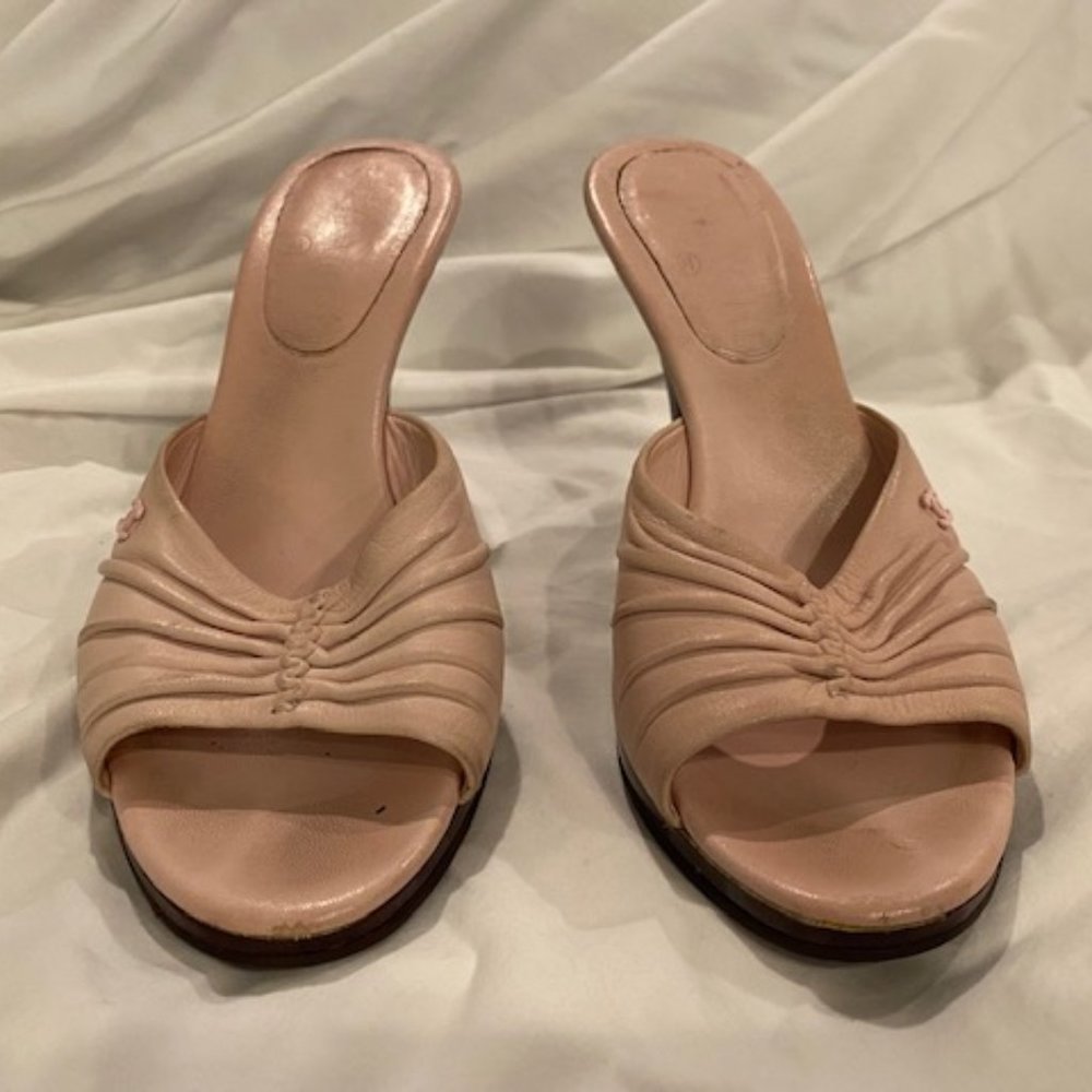 CHANEL 2000's 4 inch Blush Pink Mule Heels